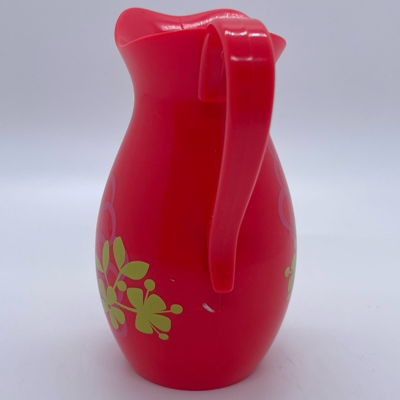 American Girl Red Plastic Pitcher with Floral Design - Picture 4 of 6